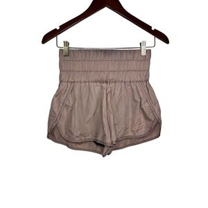 Free People Movement Way Home Shorts S Mauve Smocked Waist Running Athletic
